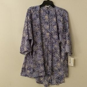 NWT Lularoe Lindsay Cardigan Large Purple & white